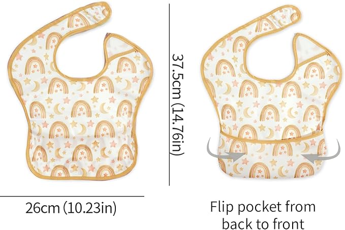 3-Pack Waterproof Baby Bibs for Eating - Lightweight Feeding Bibs, Mess Proof, Baby Essential Must Have for Eating