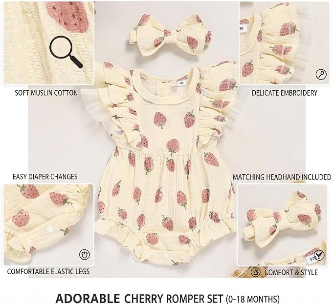 TITKKOP Ruffle Bubble Romper for Baby Girl | One-Piece Shorts Jumpsuit | Summer - Image 6