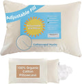 LOFE Organic Kids Pillow with Pillowcase - 16x22 Toddler Pillow with 100% Organic Cotton Shell, Adjustable Loft Youth Pillow, Machine Washable Organic plilow, Soft, Perfect for Kids&Youth&Children