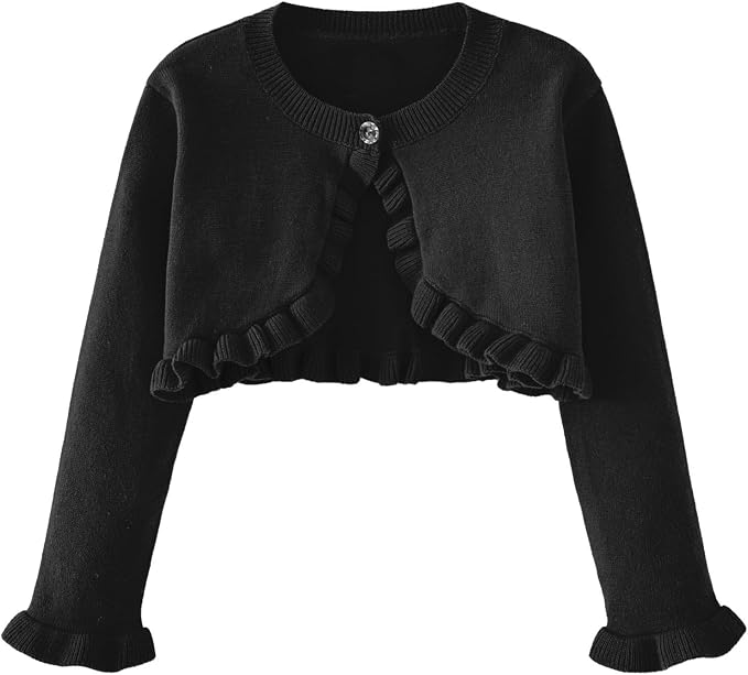 Toddler Girls Cardigan Sweater Bolero Shrug Baby Kids Long Sleeve Cropped Dress by Miccina