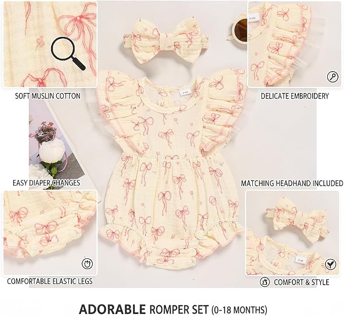 TITKKOP Ruffle Bubble Romper for Baby Girl | One-Piece Shorts Jumpsuit | Summer - Image 3