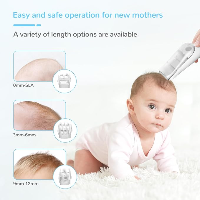 FERRISA Cordless Baby Hair Clippers, Vacuum Hair Clipper for Baby Fine Hair, Baby Hair Clipper Quiet Hair Clipper for Baby, Hair Clipper Auto Suck Snipped Hair, IPX7 Waterproof Rechargeable