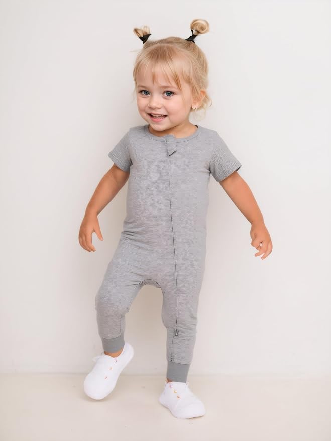 Aablexema Baby Short Sleeve Romper Bamboo Rayon Pajamas | Infant Summer Jumpsuit - Image 6