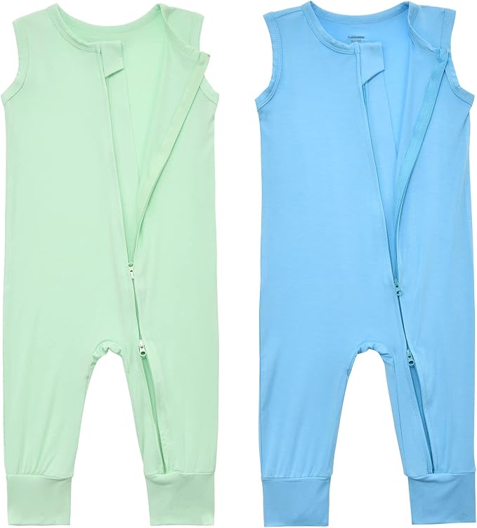 Aablexema Baby Rayon of Bamboo Sleeveless Footless Zipper Romper 0-24M | 2pcs - Image 3