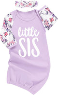 AMAWMW Newborn Baby Girl Little Sister Sleeper Gown Stripe Long Sleeve by AMAWMW