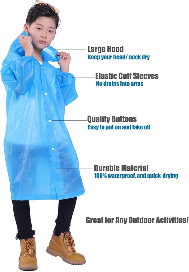 Kids Rain Jacket, 2 Pack Rain Ponchos - Image 4