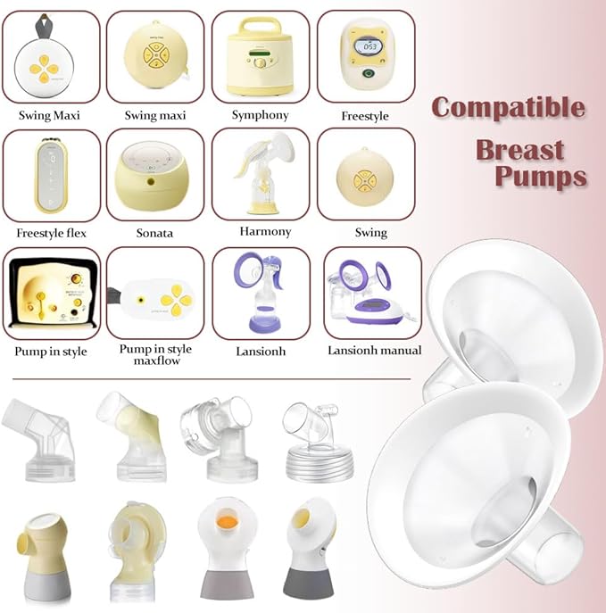 2pcs 19mm Soft Rim Flanges with 106 Degree Wider Opening Angle for Medela Breast Pump, PersonalFit, Freestyle, Maxflow, Freestyle Flex Swing Maxi Connector, Lansinoh Signature Pro