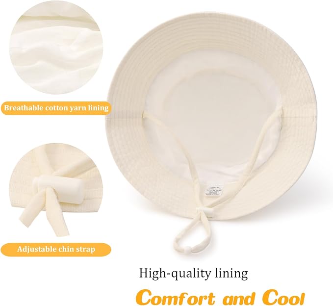Baby Sun Hat Infant Toddler Summer Cotton Yarn Bucket Hat - Image 5