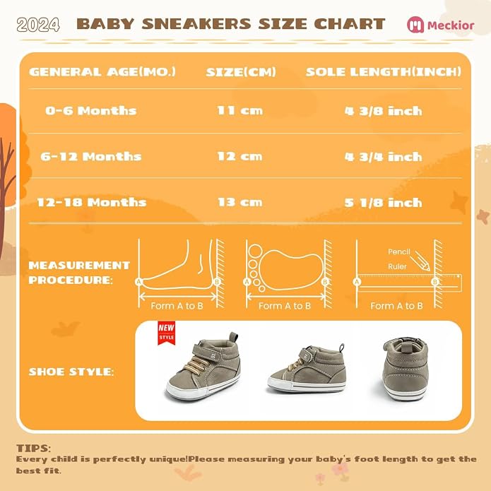 Meckior Toddler Baby Boys Girls High Tops Ankle Sneakers Soft Anti-Slip Sole PU - Image 7