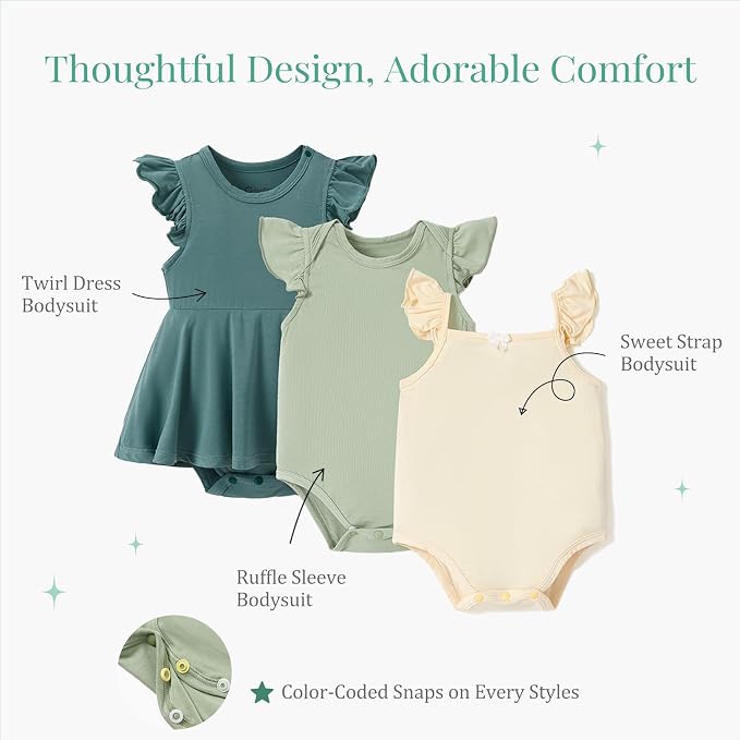 PATPAT Baby Girl Bamboo Viscose Bodysuits Set - Image 5