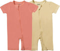 GUISBY Baby Rayon of Bamboo Short Sleeve Footless Zipper Romper 2 Pack | Soft by GUISBY