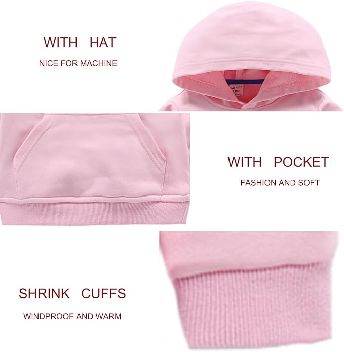 Baby Kids Boy Girl Solid Casual Pocket Hoodie Sweatershirt Long Sleeve Pullover - Image 2