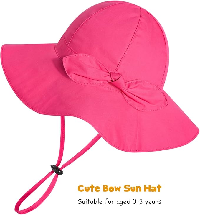 Baby Girl Sun Hat with UPF 50+ Outdoor Adjustable Beach Hat with Wide Brim - Image 5