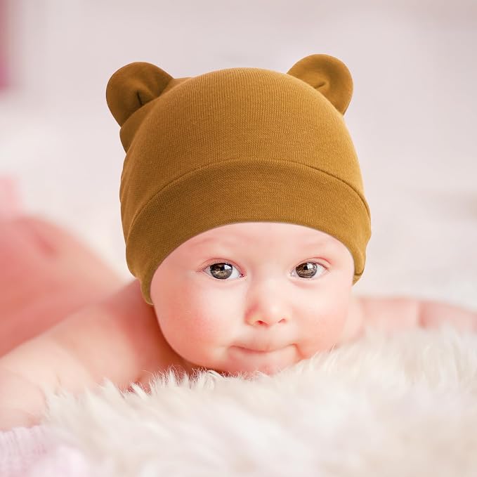 Newborn Baby Hat and Mittens Set Bear Ears Toddler Infant Beanie Caps Newborn - Image 6
