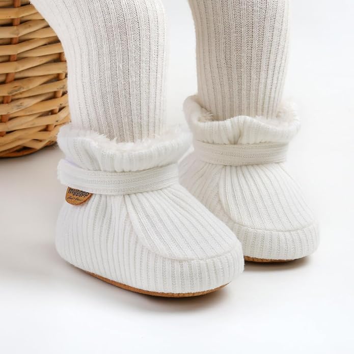Infant Baby Boys Girls Cozy Fleece Booties Stay on Slippers Non Slip Soft - Image 2