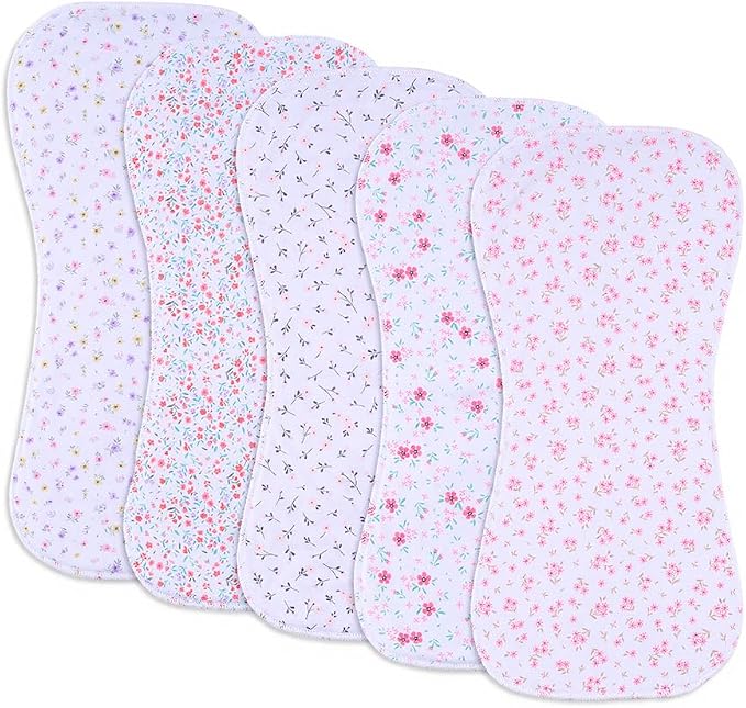 Baby Burp Cloths, Soft Absorbent Towel, 5 Pack by Gelisite
