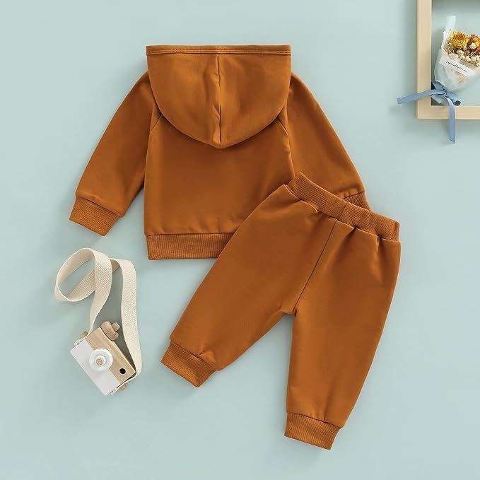Thorn Tree Infant Baby Boys Pants Set Hooded Solid Sweatshirt Top Pocket - Image 7