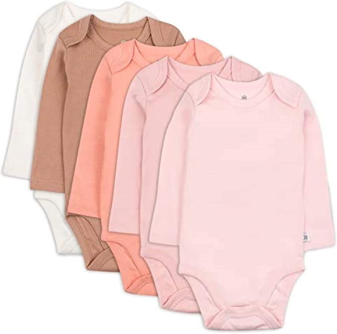 HonestBaby baby-girls 5-pack Long Sleeve Bodysuits One Piece 100% Organic Cotton by HonestBaby