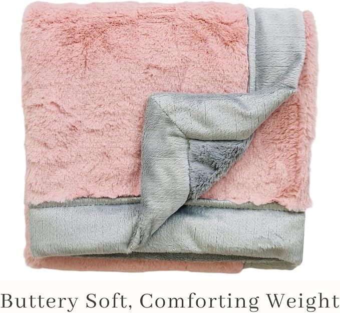Saranoni Luxury Baby Blanket Receiving Blanket Light Pink Gray 40x30 | - Image 2