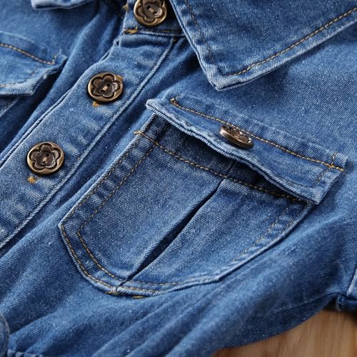 Baby Girl Denim Outfit Button Romper Jean Jumpsuit Shorts Overalls Toddler - Image 5