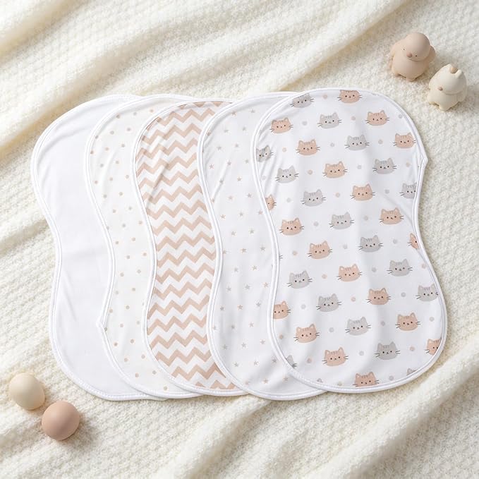 sleepyturtle Pack of 5, Baby Burp Cloths, Soft and Absorbent - Image 3