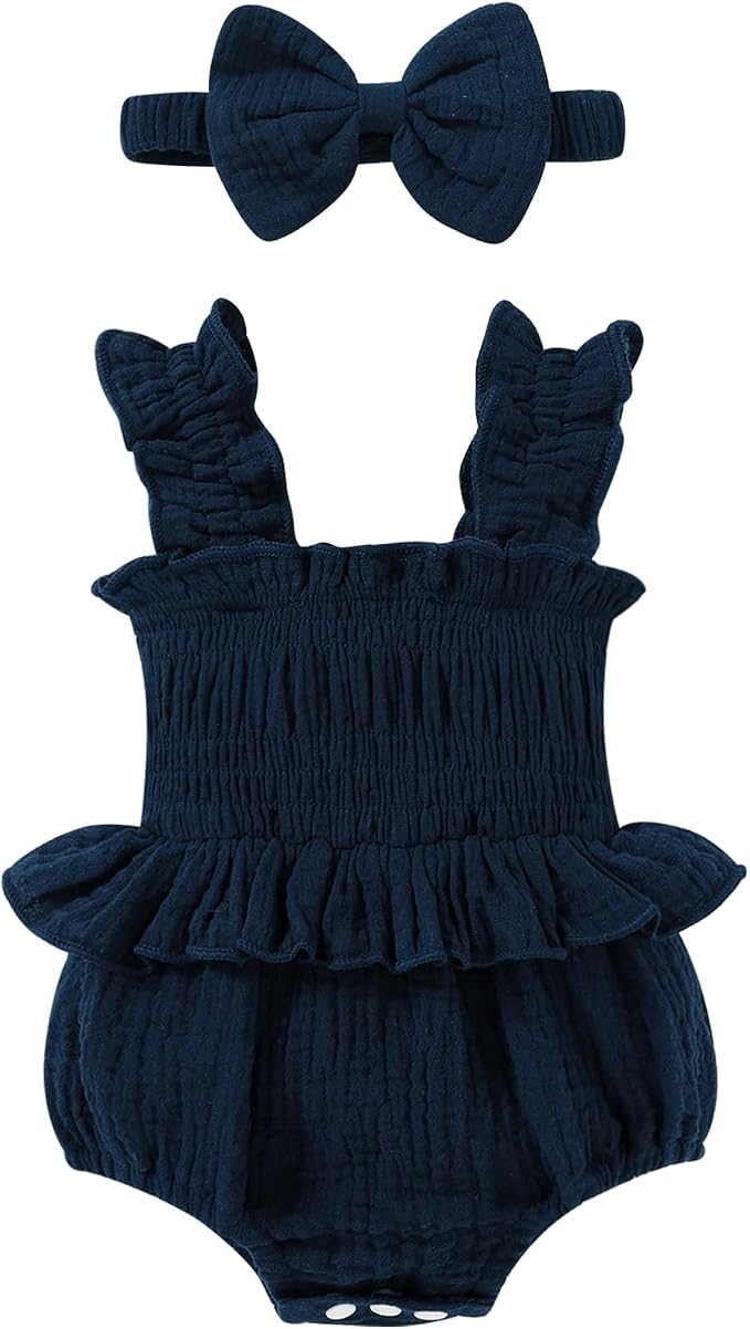 YOUNGER TREE Baby girl Romper Infant Summer Clothes Ruffle Sleeveless One Piece by YOUNGERTREE
