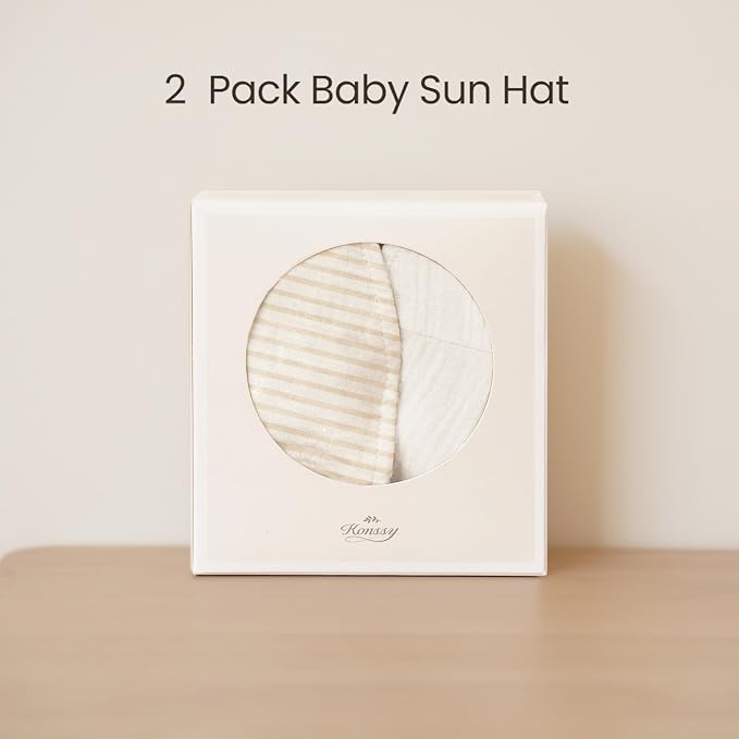 Konssy 2-Pack Muslin Baby Girl Sun Hats - Image 5