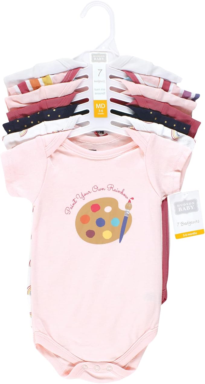 Hudson Baby Baby Girls' Cotton Bodysuits 7-pack - Image 2