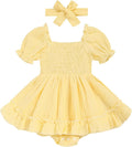 GRNSHTS Baby Girl Romper Dress, Puff Sleeve Smocked Outfit by GRNSHTS