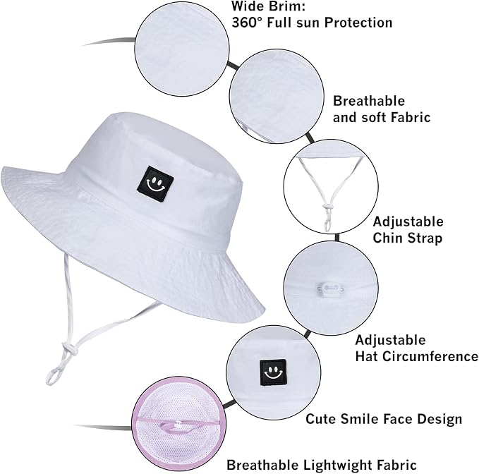 Baby Sun Hat Smile Face UPF 50+ Toddler Bucket Hat - Image 4