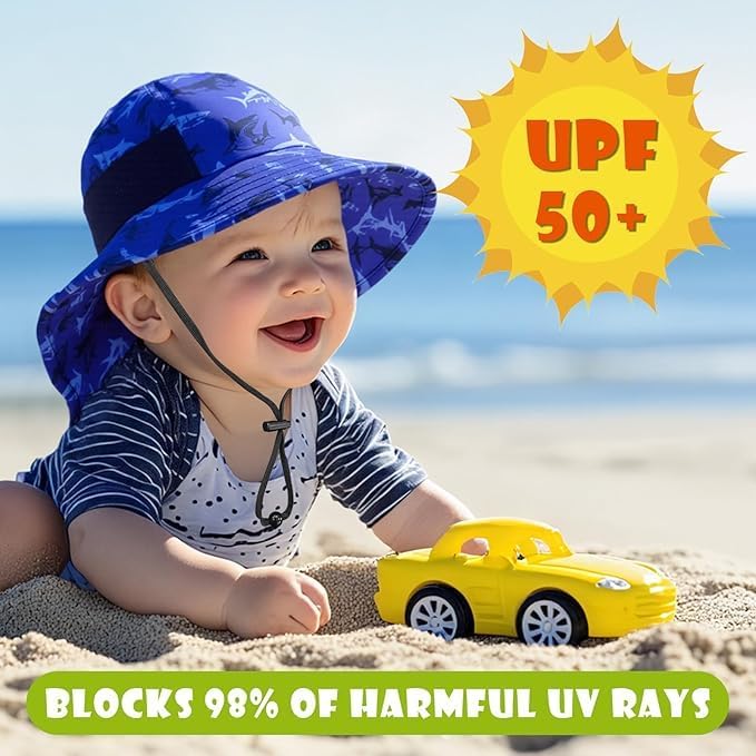 Toddler Baby Sun Hat Kids Summer Beach Essentials Adjustable Beach Hats - Image 2