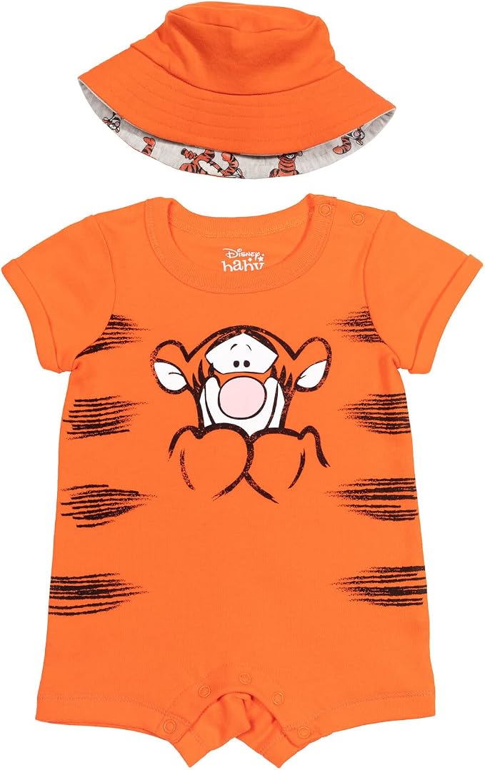 Disney Baby Boys' 2-Piece Romper and Bucket Hat Set Newborn to Infant - Image 5