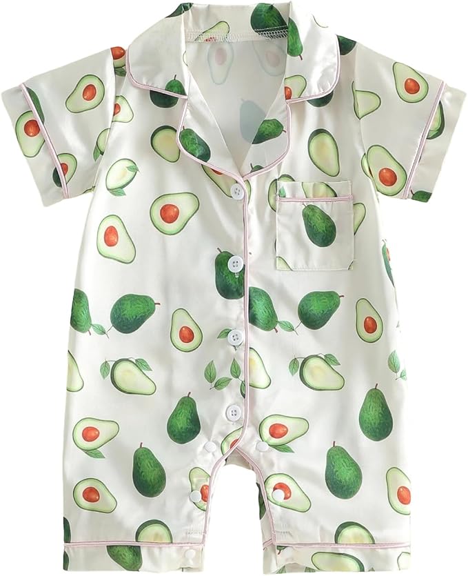 Kuriozud Baby Girl Boy Romper Pajamas Onesie Short Sleeve Button Down Pjs by Kuriozud