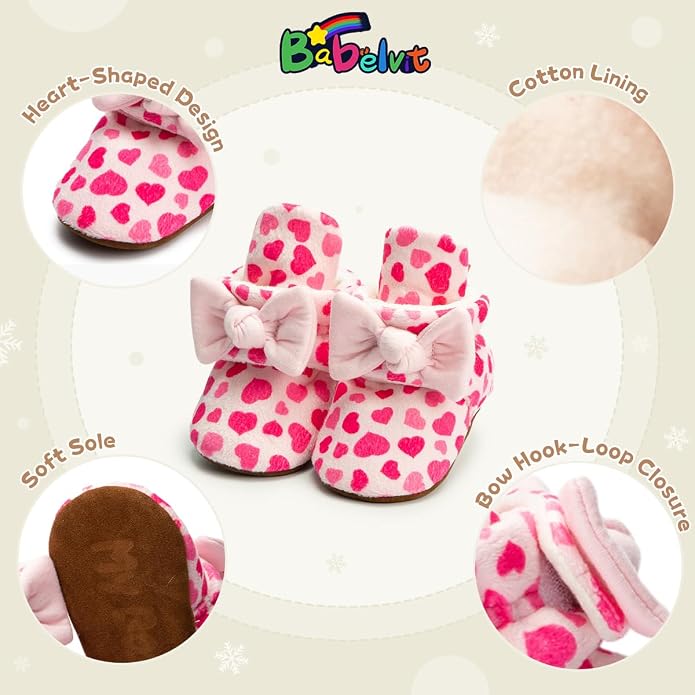 Babelvit Newborn Baby Boy Girl Soft Fleece Booties Stay On Infant Slippers - Image 5