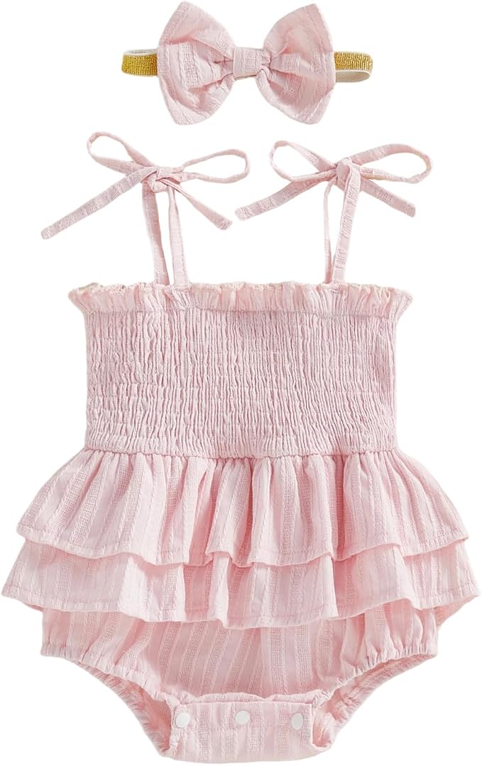 Newborn Baby Girl Summer Clothes Plaid Ruffle Bodysuits Onesie Infant Girl by LedyChampswiinToddlerBaby