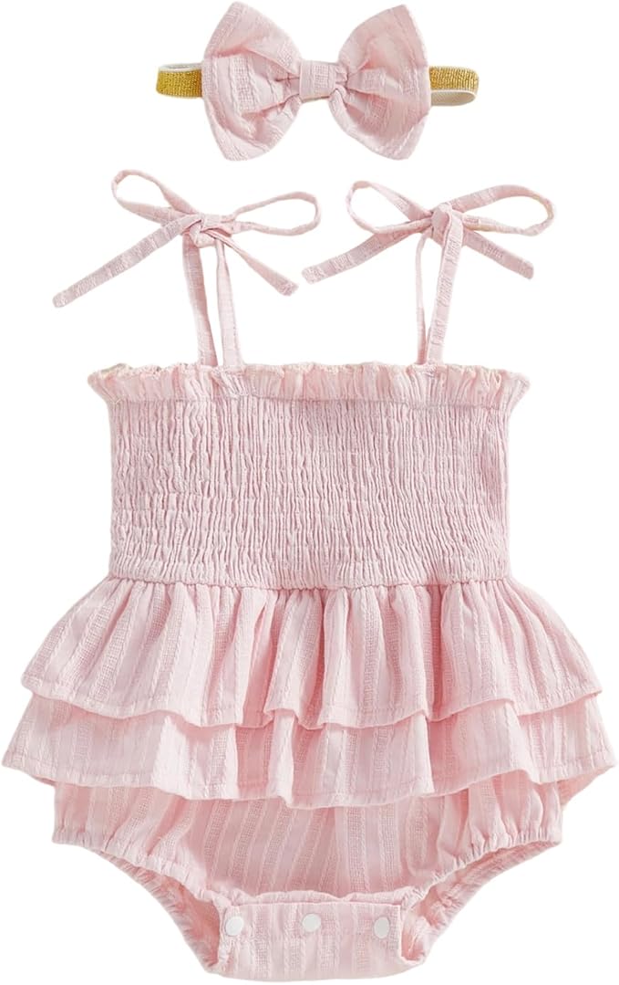 Newborn Baby Girl Summer Clothes Plaid Ruffle Bodysuits Onesie Infant Girl by LedyChampswiinToddlerBaby