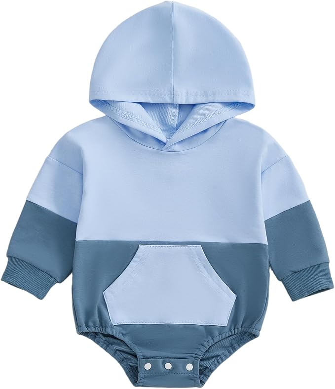 Thorn Tree Newborn Baby Boys Hooded Sweatshirt Long Sleeve Solid Romper Infant by ThornTree