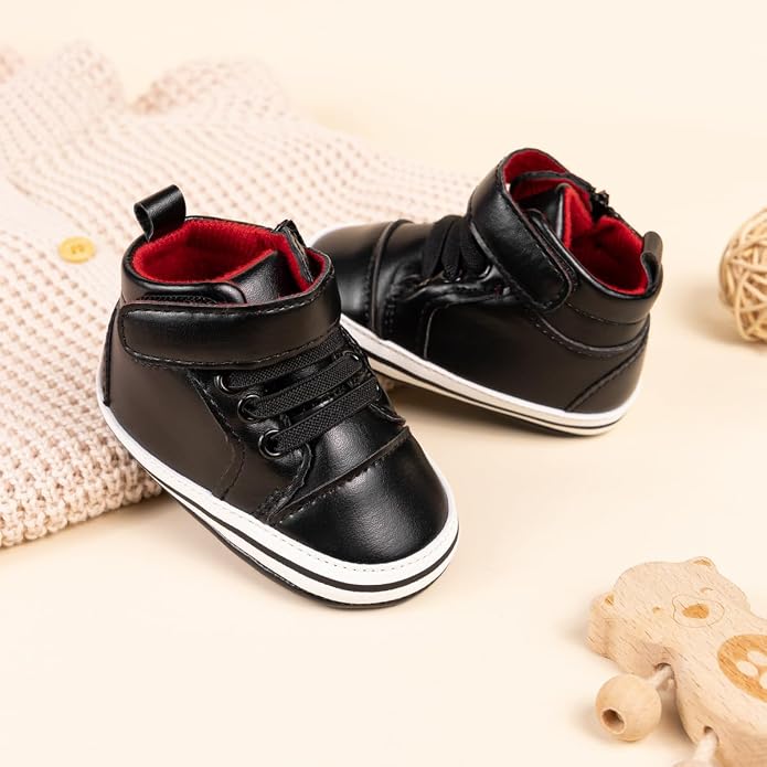 Meckior Toddler Baby Boys Girls High Tops Ankle Sneakers Soft Anti-Slip Sole PU - Image 7