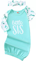 AMAWMW Newborn Baby Girl Little Sister Sleeper Gown Stripe Long Sleeve by AMAWMW