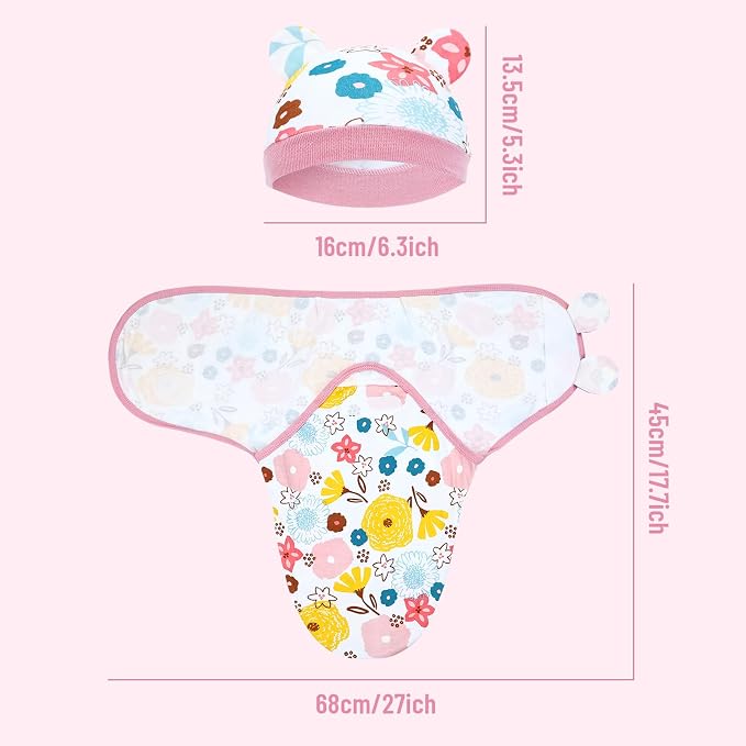 Dizila 2 Sets Adjustable Soft Cotton Blend Newborn Infant Baby Girl Receiving - Image 2