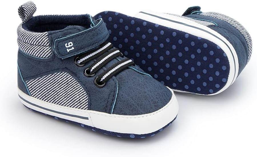 Meckior Toddler Baby Boys Girls High Tops Ankle Sneakers Soft Anti-Slip Sole PU by Meckior