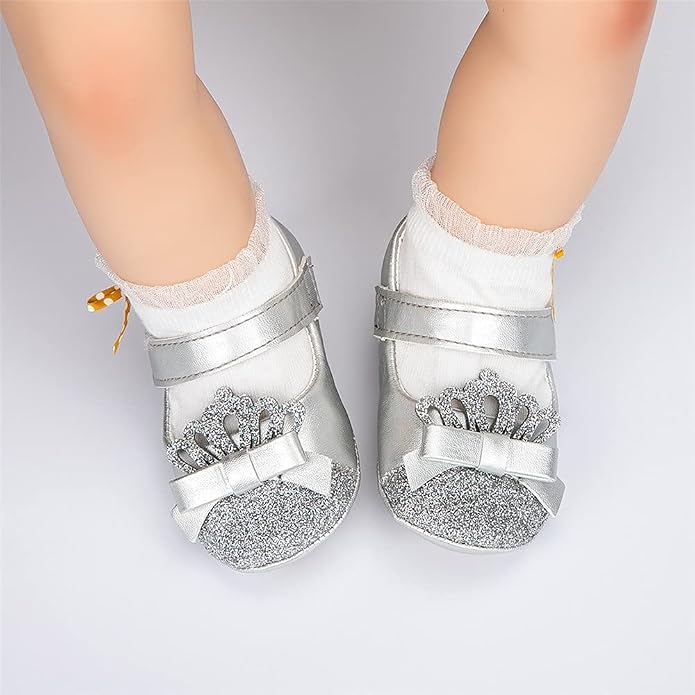 Meckior Infant Baby Girls Soft Sole Bowknot Princess Wedding Dress Mary Jane - Image 2