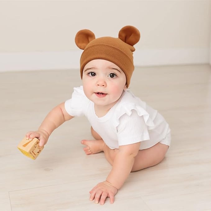 DRESHOW BQUBO 4 Pieces Baby Beanie Newborn Toddler Soft Cute Knit Hat Hospital - Image 3