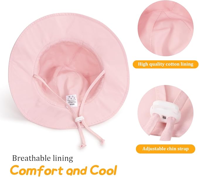 Baby Girl Sun Hat with UPF 50+ Outdoor Adjustable Toddler Beach Hat with Wide - Image 5