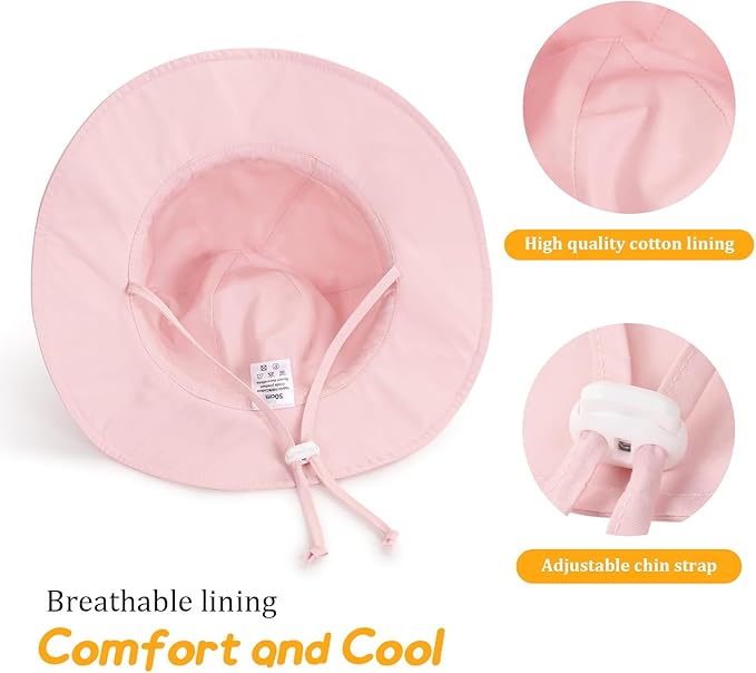 Baby Girl Sun Hat with UPF 50+ Outdoor Adjustable Toddler Beach Hat with Wide - Image 5