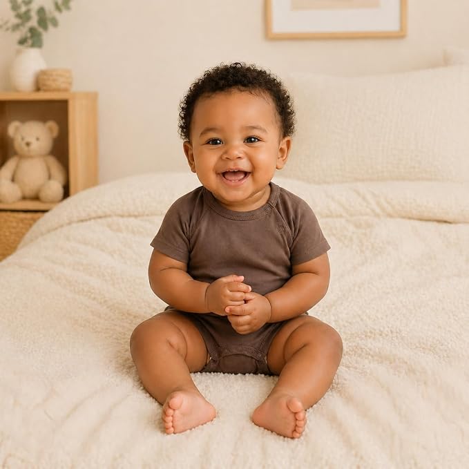 GUISBY Baby Romper 3-Pack Short Sleeve Rayon of Bamboo Bodysuit Set, 0-24M | - Image 5