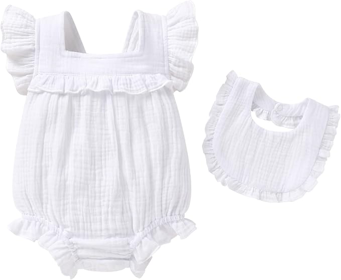 YOUNGER TREE Baby Girl Romper 100% Cotton Ruffle Sleeveless Summer Outfit by YOUNGERTREE