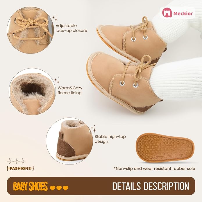 Meckior Baby Booties Newborn Infant Unisex Baby Girls Boys Velvet Rubber - Image 5