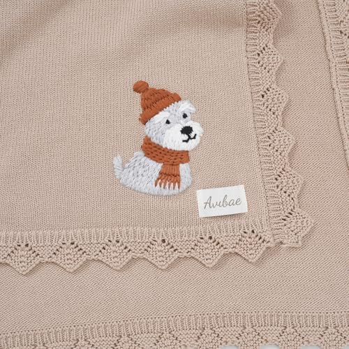 Avibae Cotton Knit Baby Blanket, Soft Cotton Newborn Receiving Swaddling | - Image 4