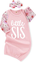 AMAWMW Newborn Baby Girl Little Sister Sleeper Gown Stripe Long Sleeve by AMAWMW